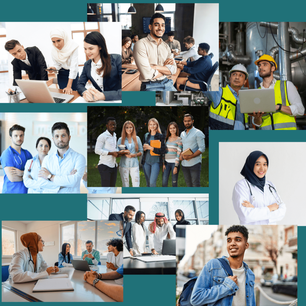 A collage of pictures depicting different jobs.